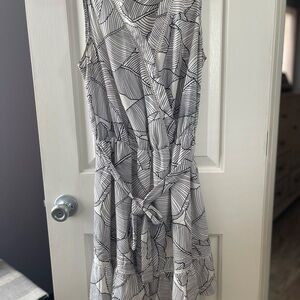 Sienna Sky Black and White Wrap Tie Front Mini Sundress